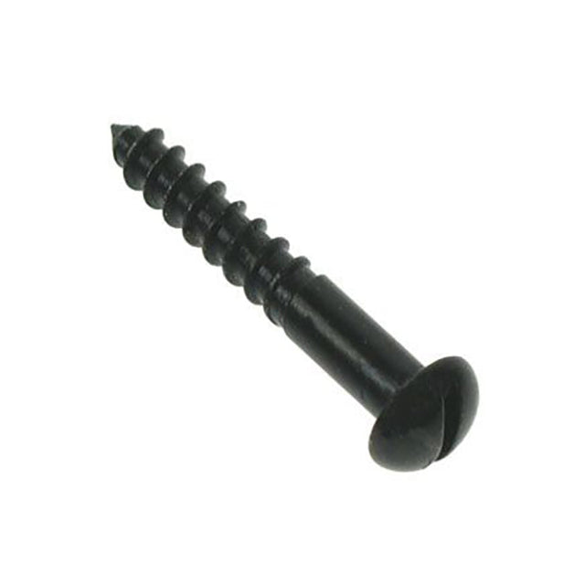 10 x 1" 1/2 Round Head Slotted Black Jappaned Woodscrew