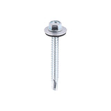 5.5 x 50mm (5/16" Hexagon Head) Self Drill Screws, Metal to Metal, Bright Zinc Plated For Steel 1.2-4mm Thickness with 16mm EPDM Washer ZL50W16