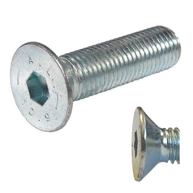 M3 x 8 Socket Countersunk Screw High Tensile Zinc Plated & de-embrittled, DIN 7991