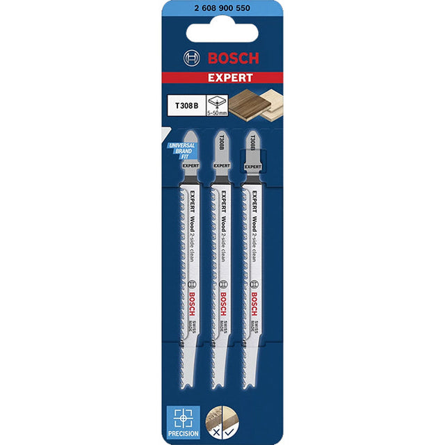 Bosch T308BP 117mm Jigsaw Blades For Wood (Pack of 5) 2 608 900 558