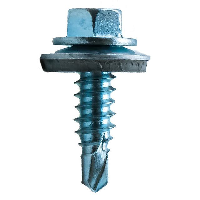 6.3 x 22 Hex Stitching Screw 2 x 1mm Steel Bright Zinc Plated