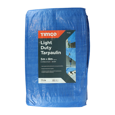 Timco 5M x 8M Light Duty Tarpaulin, Blue TTL58