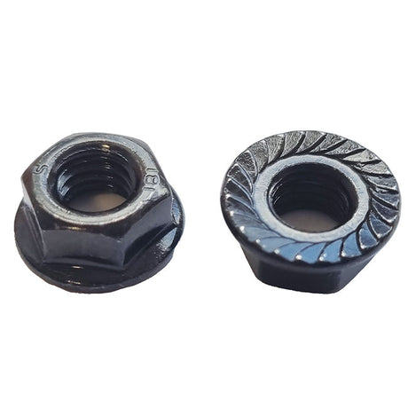 M6 Hexagon Serrated Flange Nut Black Zinc Plated, Grade 8 DIN 6923