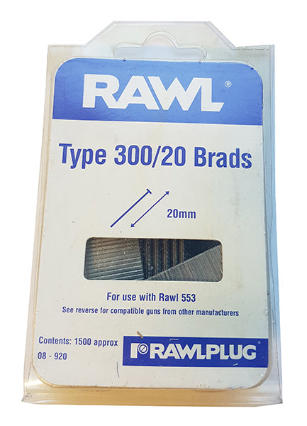Rawlplug 08-920 Type 300/20 Brads 20mm Box of 1500