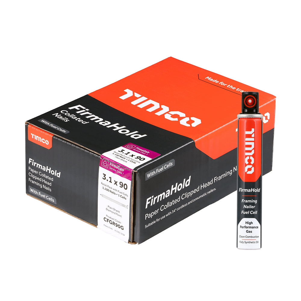 FirmaHold 3.1 x 90 Staight Shank / FirmaGalv + 1 gas CFGR90G (Paslode compatible) 1100 nails per box