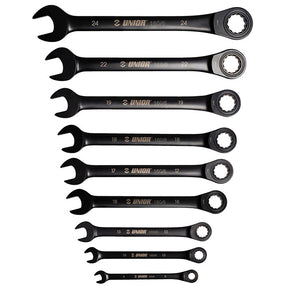 Unior 9 Piece Set 8-24mm Forged Combination Ratchet Wrenches 623080