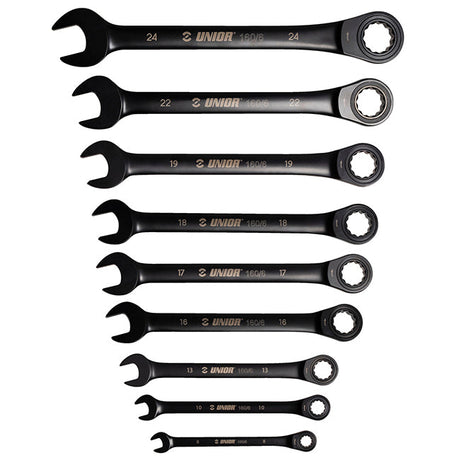 Unior 9 Piece Set 8-24mm Forged Combination Ratchet Wrenches 623080