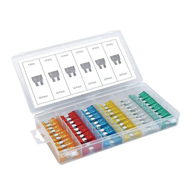 Hilka 120 Piece Standard Car Blade Fuses. 20 x 5, 10, 15, 20, 25, & 30 Amp Fuses, 79552112