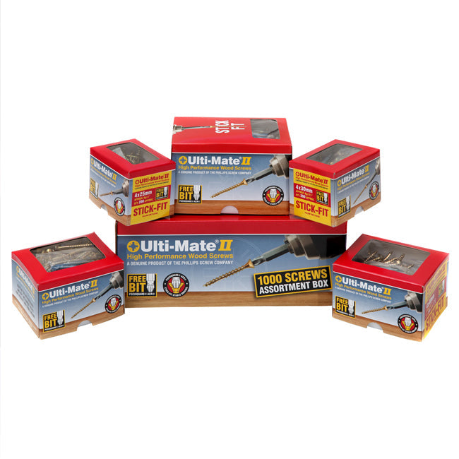Ulti-Mate 1000 Piece Wood Screw Assortment Box, Zinc & Yellow