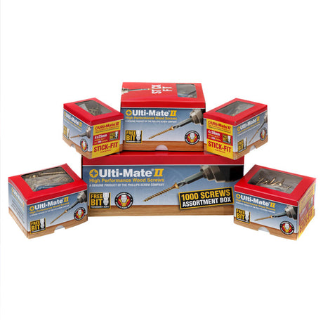 Ulti-Mate 1000 Piece Wood Screw Assortment Box, Zinc & Yellow