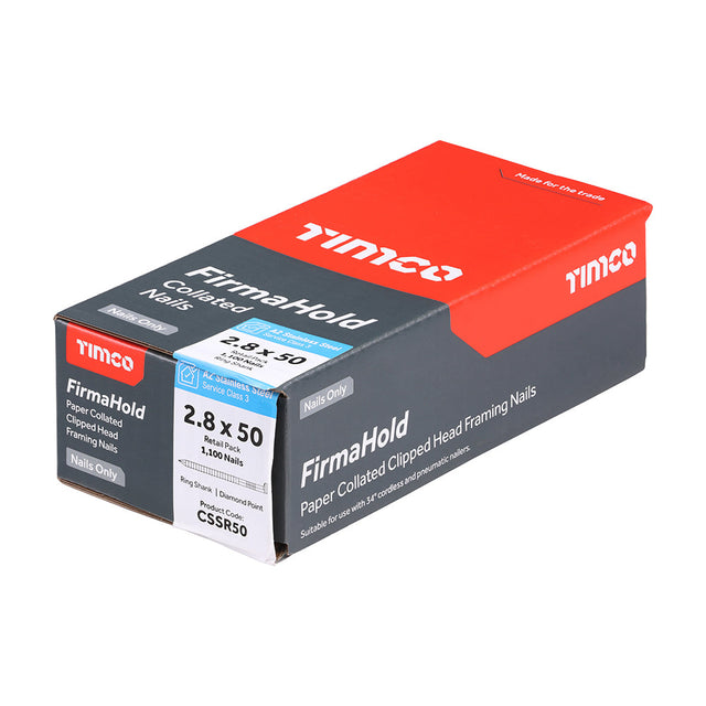 FirmaHold 2.8 x 50 Ring / ST/ST A2 *NO GAS* CSSR50 (Paslode compatible) 1100 nails per box