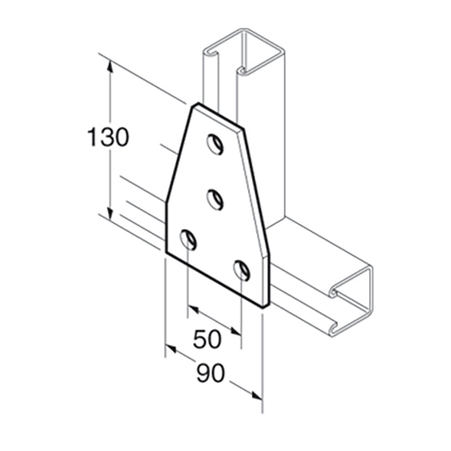 SB554 T Plate, Unistrut compatible, galvanised