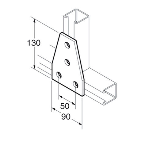 SB554 T Plate, Unistrut compatible, galvanised