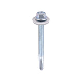 5.5 x 55mm (5/16" Hexagon Head) Self Drill Screws, Metal to Metal, Bright Zinc Plated For Steel 4-12.5mm Thickness with 16mm EPDM Washer ZH55W16B