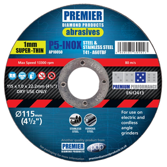 Premier 125 x 22 x 1mm P5-INOX A60 Cutting Disc Inox AP10058