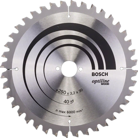 Bosch 250 x 30 x 40 Optiline Wood Circular Saw Blade P/No. 2 608 640 643