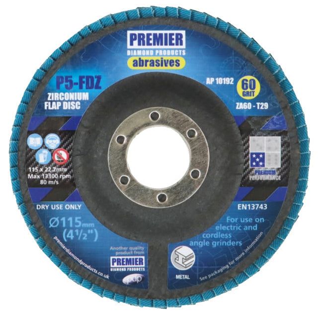 Premier 125 x 22 x 40grit P5-FDZ Zirconium Flap Disc AP10196
