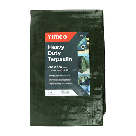 Timco 2M x 3M Heavy Duty Tarpaulin, Green TTH23
