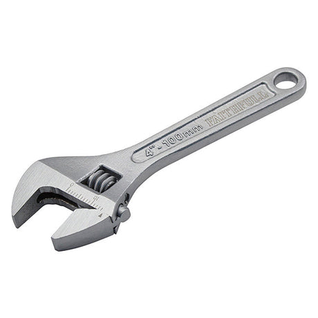 4" (100mm) Faithfull Chrome Adjustable Wrench FAIAS100MC