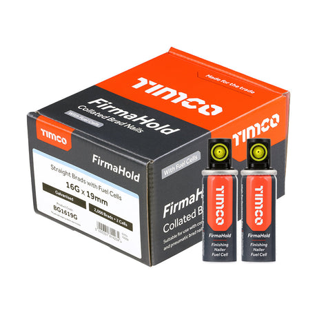 FirmaHold 16g x 19 Galvanised Brads + 2 gas BG1619G (Paslode compatible) 2000 nails per box
