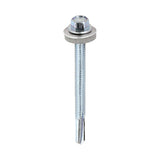 5.5 x 65mm (5/16" Hexagon Head) Self Drill Screws, Metal to Metal, Bright Zinc Plated For Steel 4-12.5mm Thickness with 16mm EPDM Washer ZH65W16B
