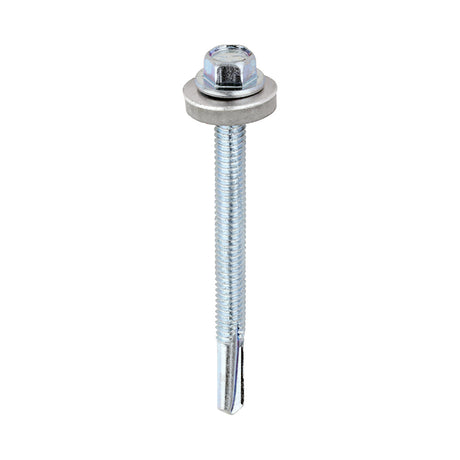 5.5 x 65mm (5/16" Hexagon Head) Self Drill Screws, Metal to Metal, Bright Zinc Plated For Steel 4-12.5mm Thickness with 16mm EPDM Washer ZH65W16B