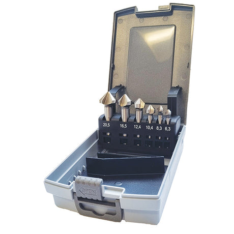 Kamtec 6 Piece HSS 90 Degree Countersink Bit Set (6.3, 8.3, 10.4, 12.4, 16.5 & 20.5mm) A102152RO