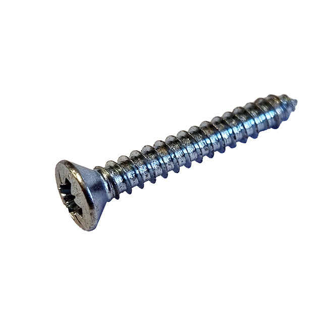 4 x 3/4" (2.9 x 19mm) Raised Countersunk Pozi Self Tapping Screw, Type AB, Bright Zinc Plated