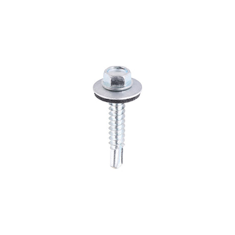 5.5 x 32mm (5/16" Hexagon Head) Self Drill Screws, Metal to Metal, Bright Zinc Plated For Steel 1.2-4mm Thickness with 16mm EPDM Washer ZL32W16