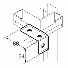 SB503 P1458 90 Degree Channel Bracket, Unistrut compatible, stainless steel A4
