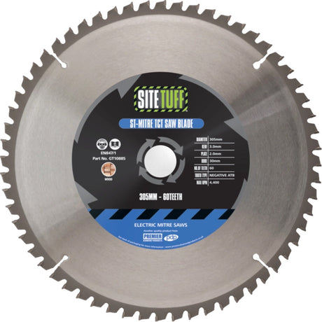 Site Tuff ST-MITRE 190 x 20 x 24t TCT Wood Blade, for Mitre & Chop Saws GT10835*