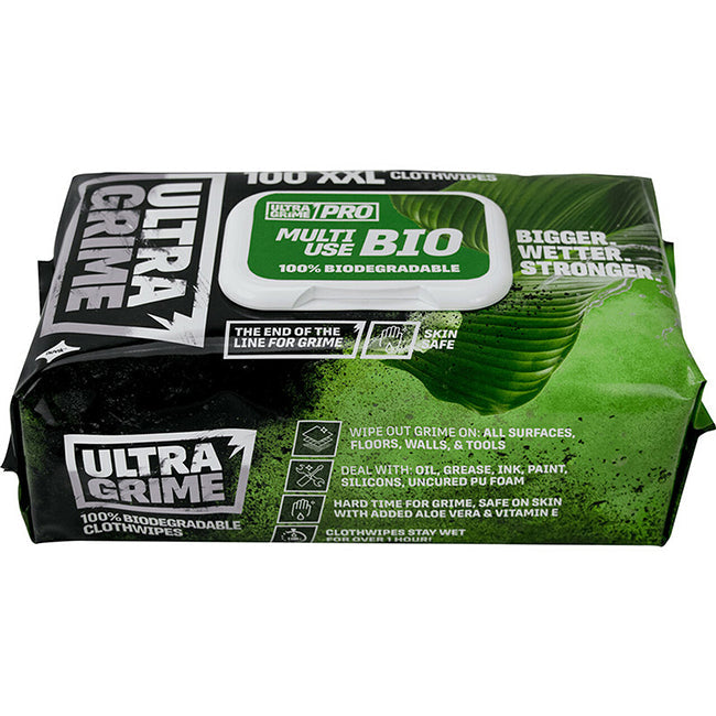 Uniwipe Ultragrime Huge Wipes Pack 100 Bio-degrade