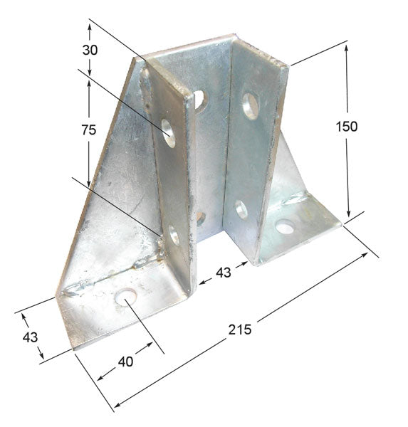 SB702 Single Channel Gussetted Bracket, Unistrut compatible, stainless steel A4 (316)