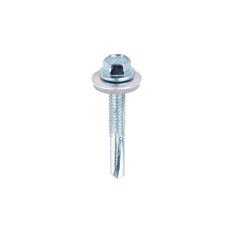 5.5 x 38mm (5/16" Hexagon Head) Self Drill Screws, Metal to Metal, Bright Zinc Plated For Steel 4-12.5mm Thickness with 16mm EPDM Washer ZH38W16B