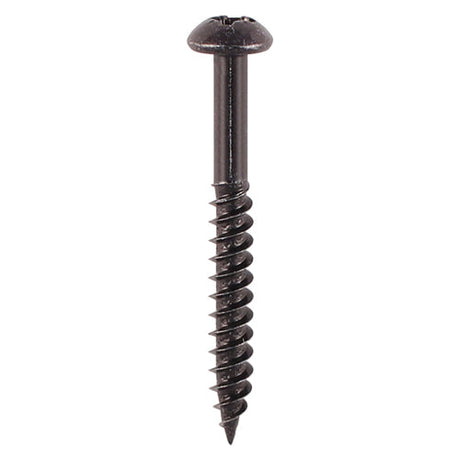 No.8 x 1 1/2" (4.2 x 38mm) Timco Blackjax Woodscrew, Twin-thread Round Head Pozi No.2, Black Passivated (Boxed in 200's, Outer box of 1000) 08112BJC