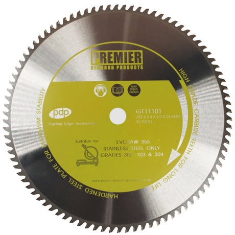 Premier 355mm Steel Cutting Saw Blade Stainless Steel GT11101