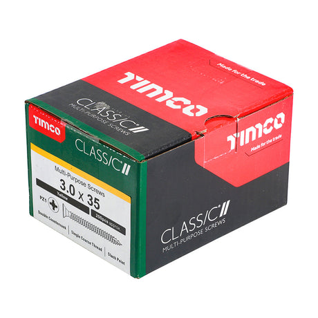 Timco 3.0 x 35mm (4 x 1" 3/8) Countersunk Pozi Pz1, Classic Woodscrew, Steel Zinc / Yellow Plated, 30035CLAF