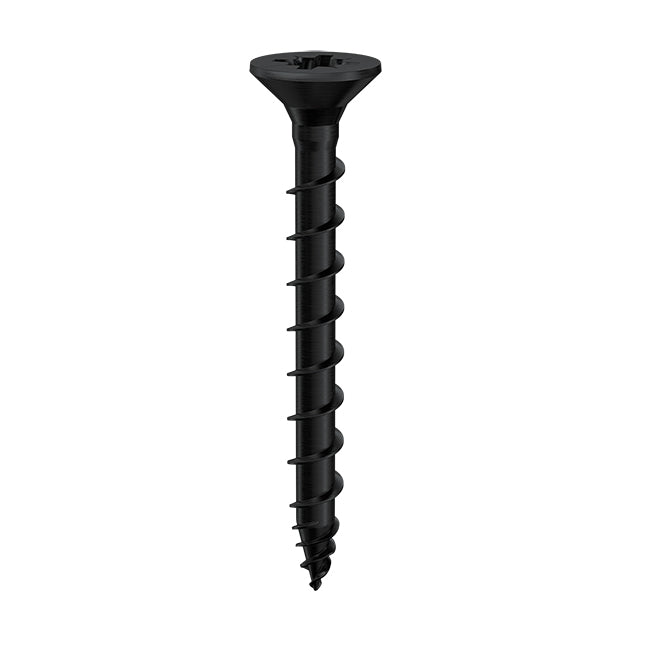 Exterior-Tite 4 x 40mm Countersunk Pozi PZ2 Woodscrew, Net Coat Black. TFETCB4040