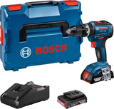 Bosch GSB 18V-55 Combi Drill with 2 x 4.0h Lion Batteries, Charger & L-Boxx
