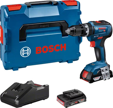 Bosch GSB 18V-55 Combi Drill with 2 x 4.0h Lion Batteries, Charger & L-Boxx