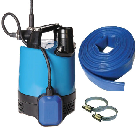 TSURUMI LB480 2” Auto Submersible Pump, 10M Hose & Clips Complete Kit - 110V