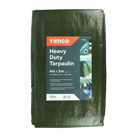 Timco 4M x 5M Heavy Duty Tarpaulin, Green TTH45