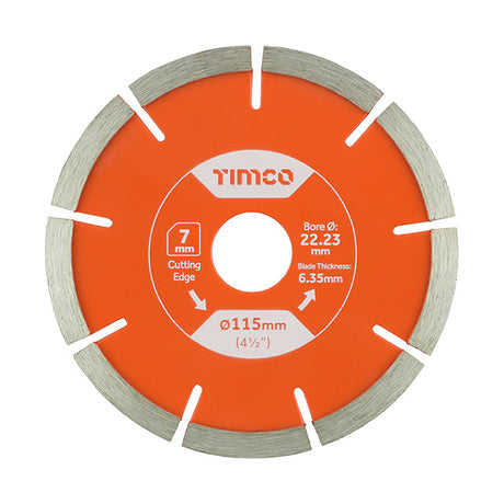 Timco 115 x 22.2mm Mortar Raking Diamond Blade Sintered MRE115