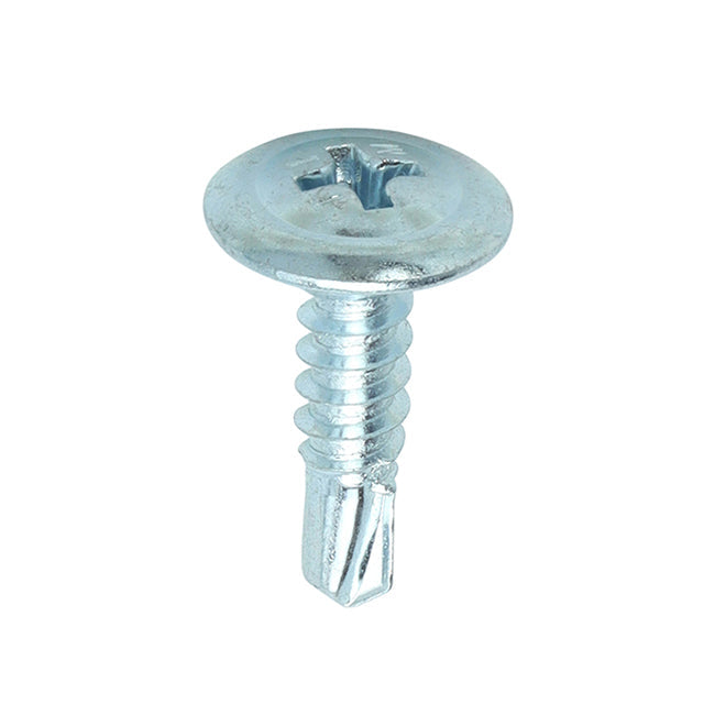4.2 x 16 (No.8x5/8") Wafer Head No2. Phillips Steel Self Drill Screws, Bright Zinc Plated