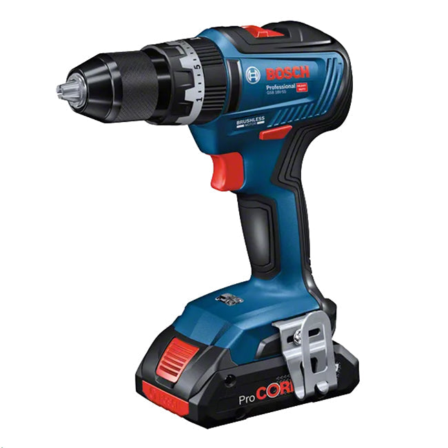 Bosch GSB 18V-55 Combi Drill with 2 x 5.0Ah Lion Batteries In L-Case Carry Case
