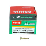 3.5 x 20 Timco C2 Strong Fix Premium Woodscrew, Countersunk Pozi Pz2, Steel Zinc / Yellow Plated 35020C2