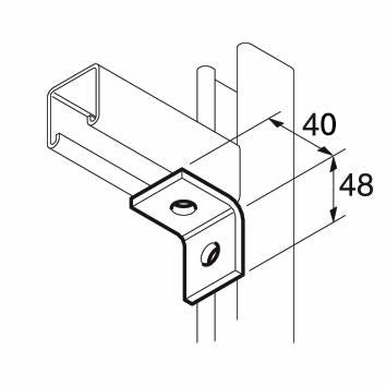 SB500 90 Degree Channel Bracket. P1026, Unistrut compatible, stainless steel A4 (316)