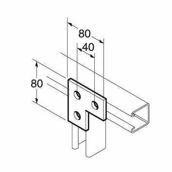 SB600 / P1036 L Bracket, Unistrut compatible, stainless steel A4 (316)