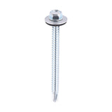 5.5 x 70mm (5/16" Hexagon Head) Self Drill Screws, Metal to Metal, Bright Zinc Plated For Steel 1.2-4mm Thickness with 16mm EPDM Washer ZL70W16