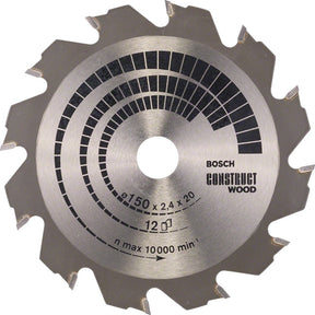 Bosch 150 x 20/16 x 12 Teeth Construct Wood Circular Saw Blade P/No. 2 608 641 199
